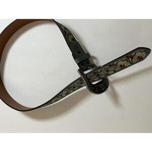 Ariat Genuine Leather Western Belt Size L Turquoise Longhorn Rose  Silver Buckle